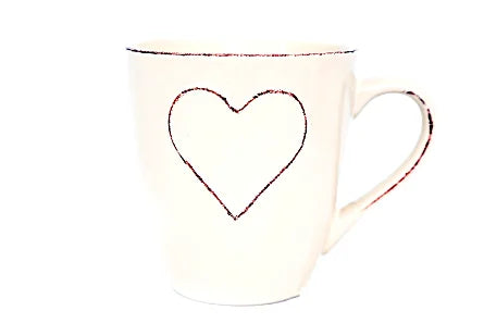 Ceramic Cream Heart Embossed Mug - Shades 4 Seasons