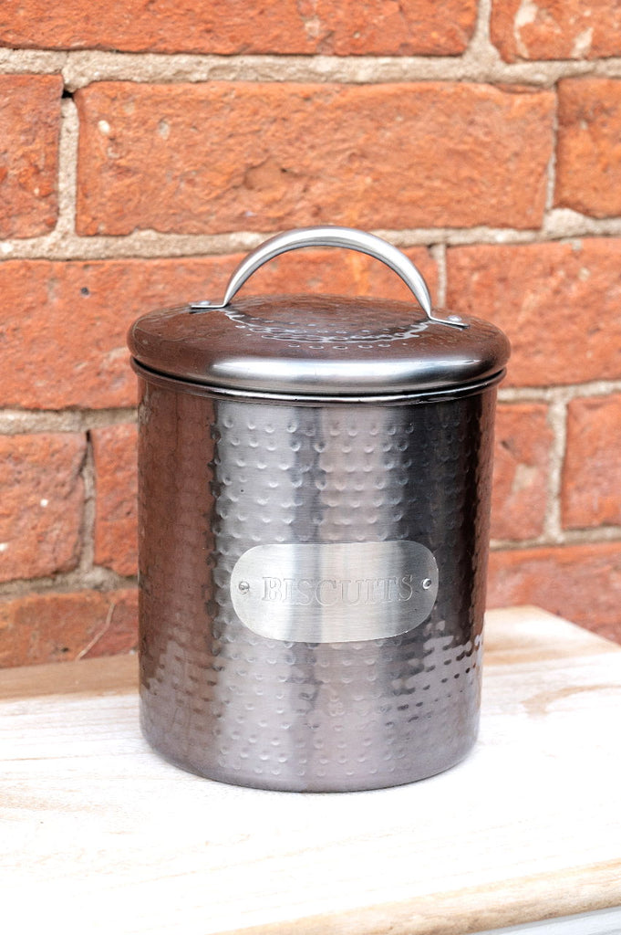 Grey Stainless Steel Biscuit Tin Geko Products