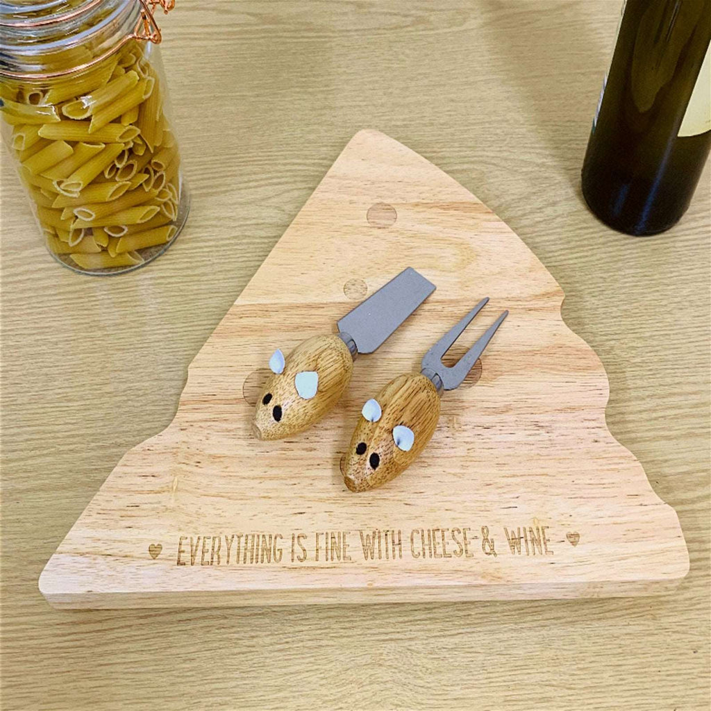 Cheeseboard Wedge Shape with Mouse Knives Geko Products