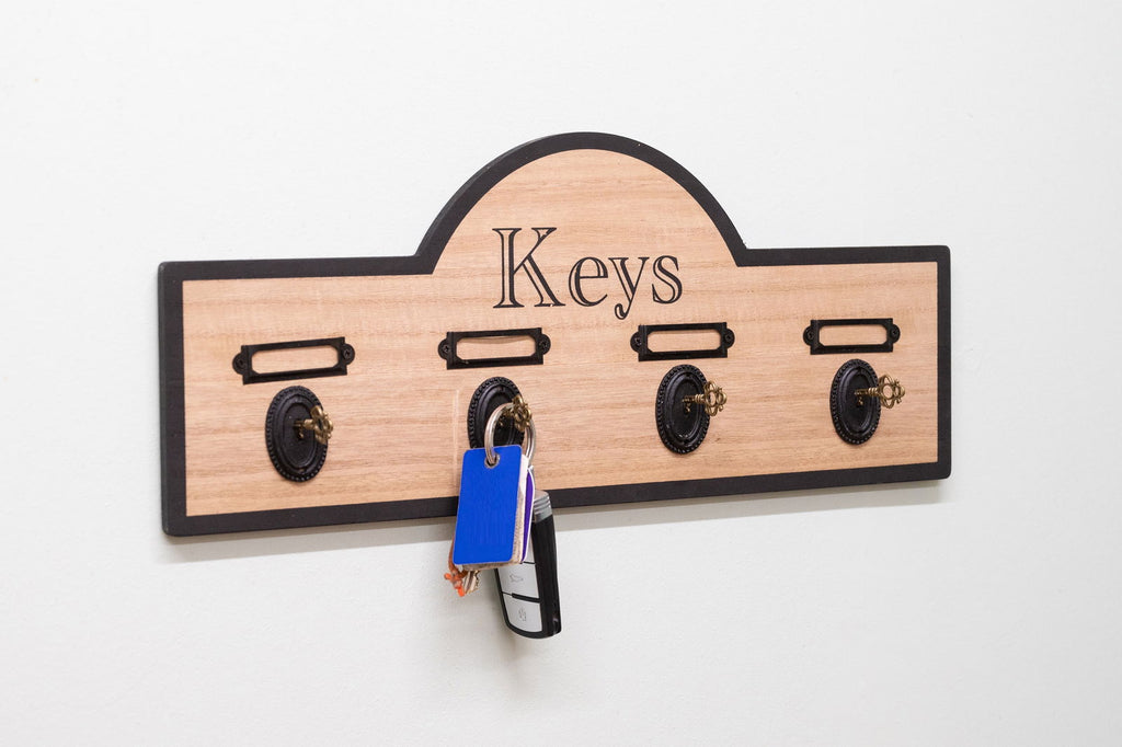 Wooden Board With 4 Key Design Hooks Geko Products