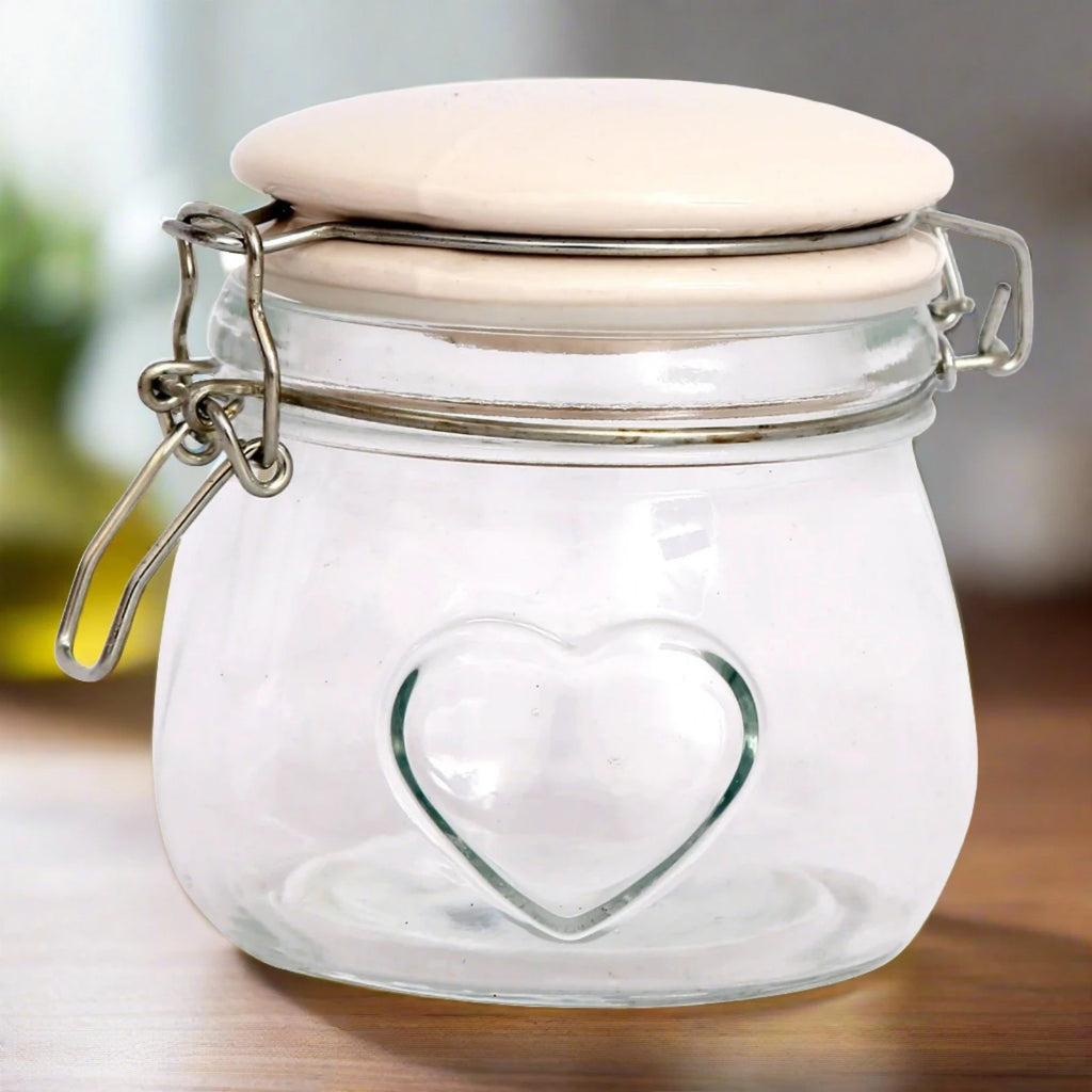 Glass Storage Jar With Heart - Small - Shades 4 Seasons