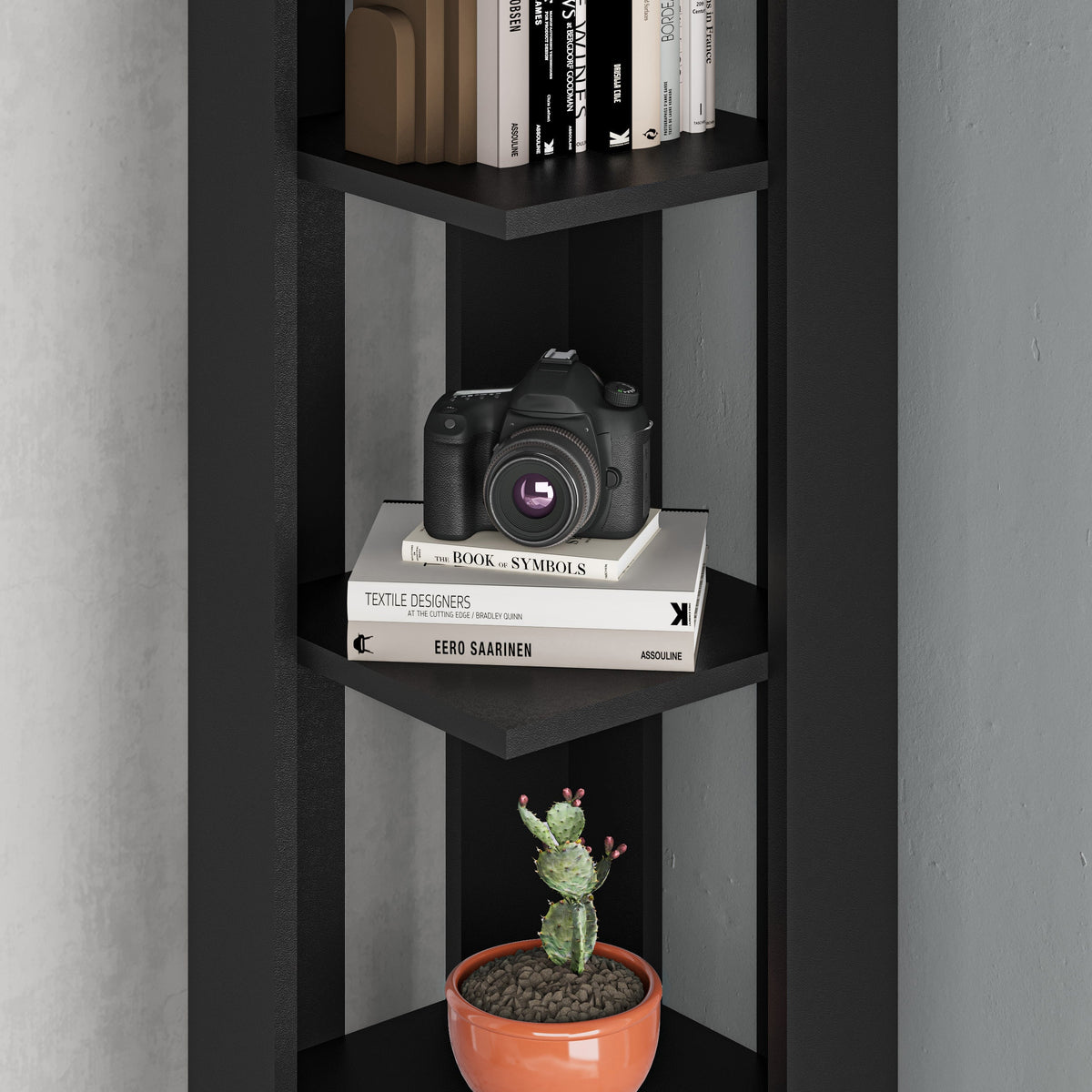 Nati Modern Corner Bookcase Display Unit Tall 161cm