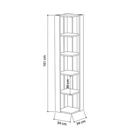 Nati Modern Corner Bookcase Display Unit Tall 161cm
