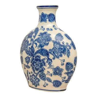 Anemone Blue & White Bottle Vase - Shades 4 Seasons