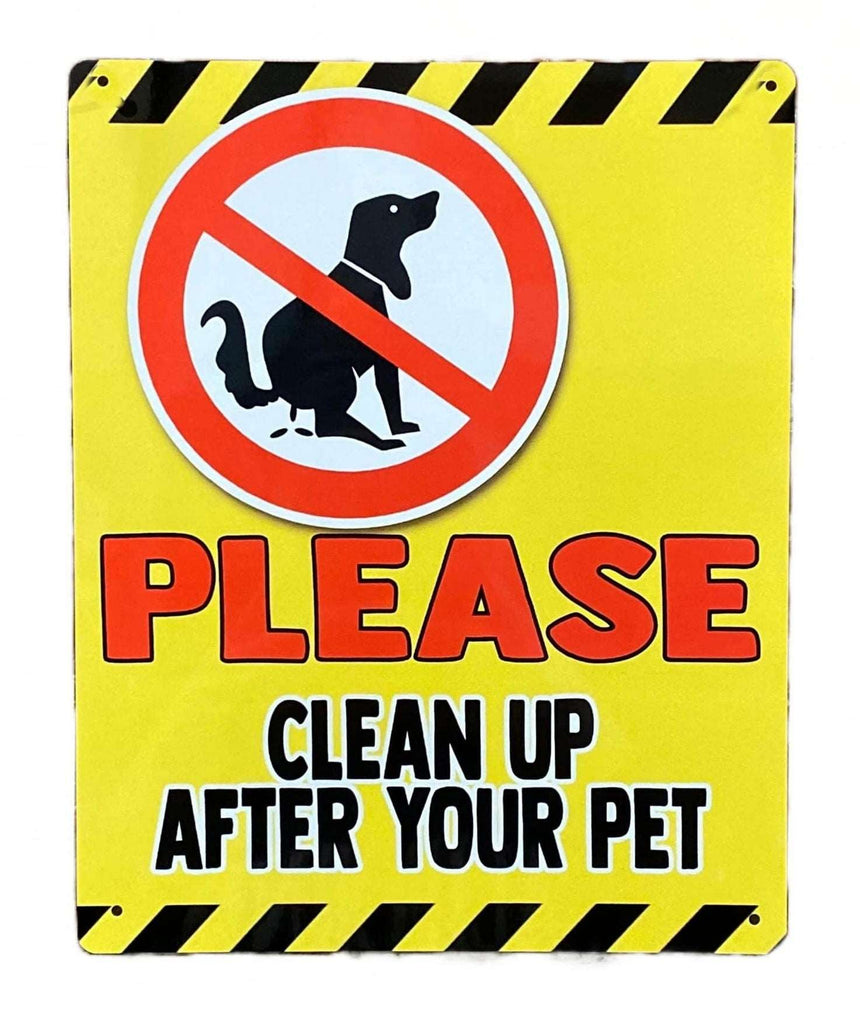 Metal Advertising Wall Sign - Please Clean Up After Your Pet - Dog Poo Geko Products