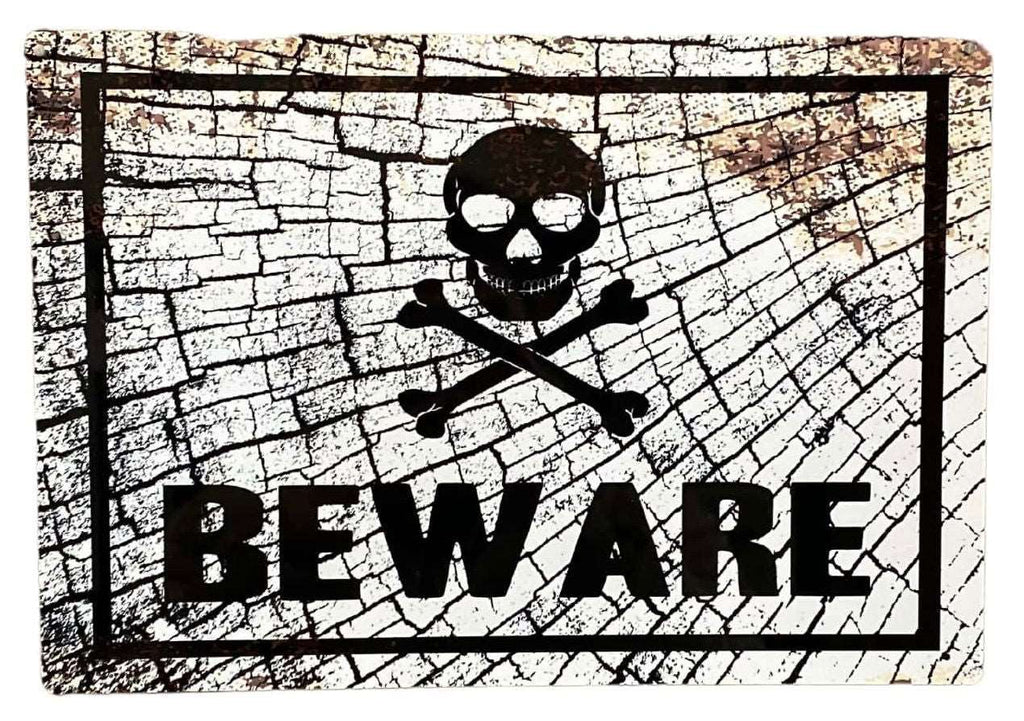 Metal Sign Plaque - Skull Beware Geko Products