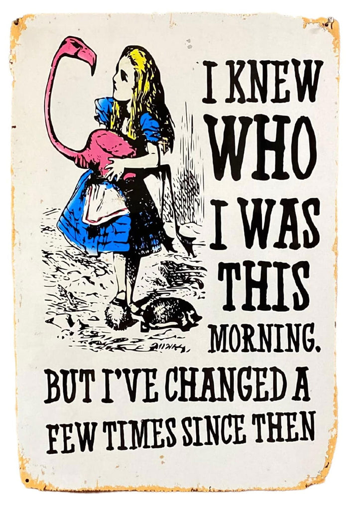 Vintage Metal Sign - Alice In Wonderland - I Knew Who I Was, But I've Changed Geko Products