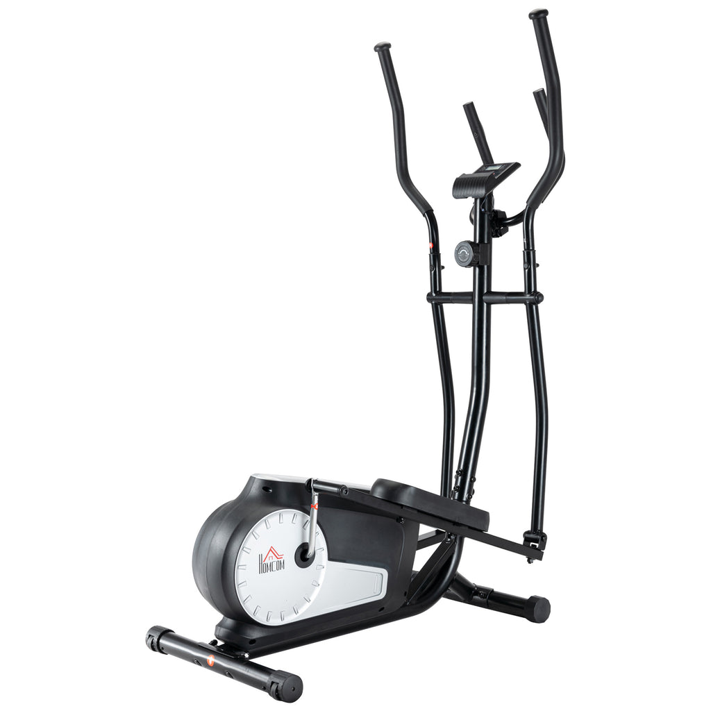 HOMCOM Elliptical Cross Trainer w/ Adjustable Resistance, LCD Monitor, Wheels HOMCOM