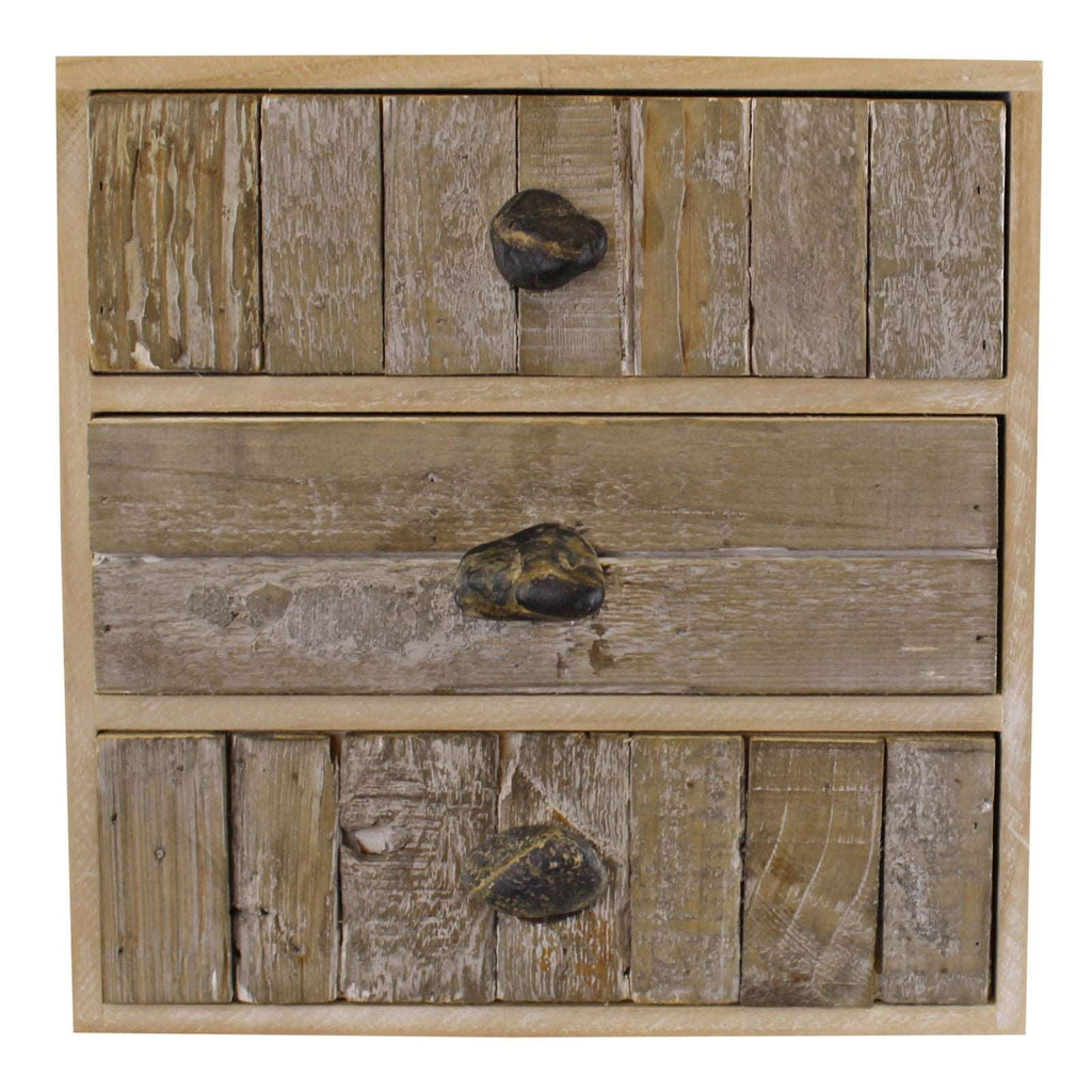 3 Drawer Unit, Driftwood Effect Drawers With Pebble Handles Geko Products