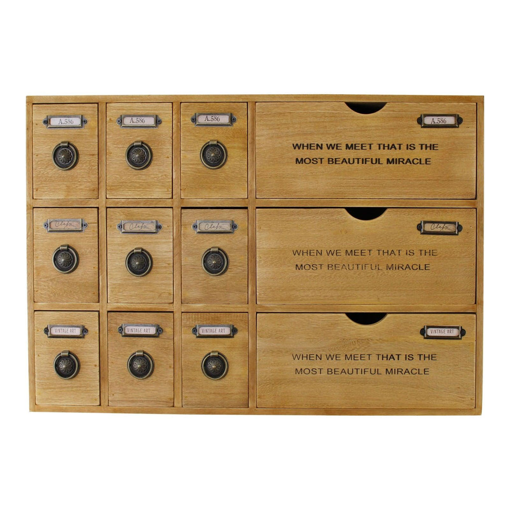 12 Drawer Rustic Storage Unit, Trinket Drawers Geko Products