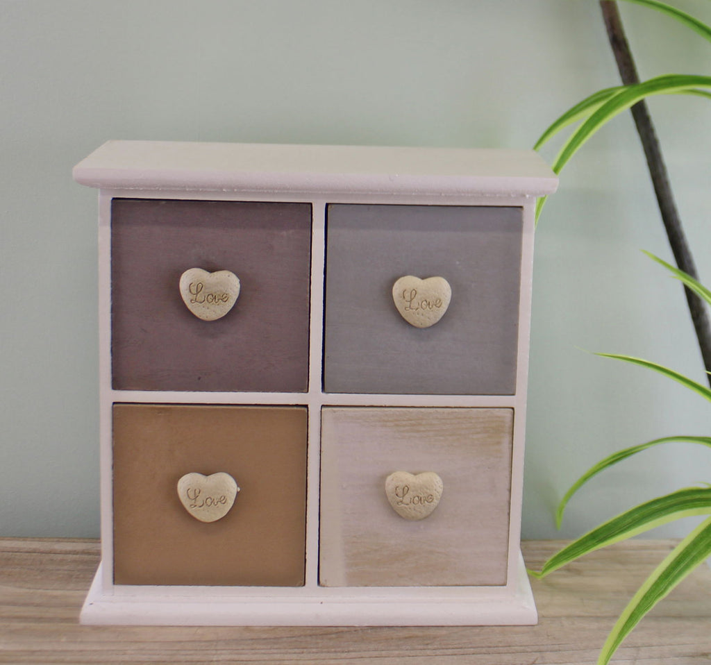 White & Neutral Coloured Love Heart Trinket Drawers Geko Products