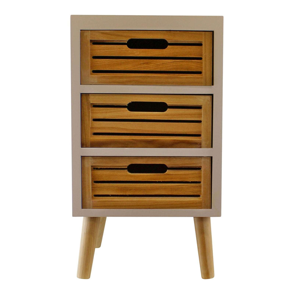 3 Drawer Unit In White With Natural Wooden Drawers With Removable Legs Geko Products