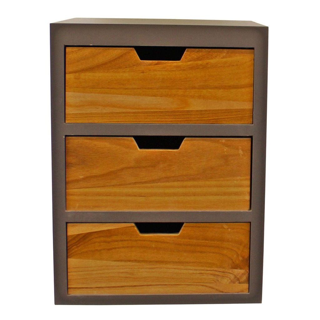 3 Drawer Chest In Grey Finish With Natural Drawers With Removable Legs Geko Products