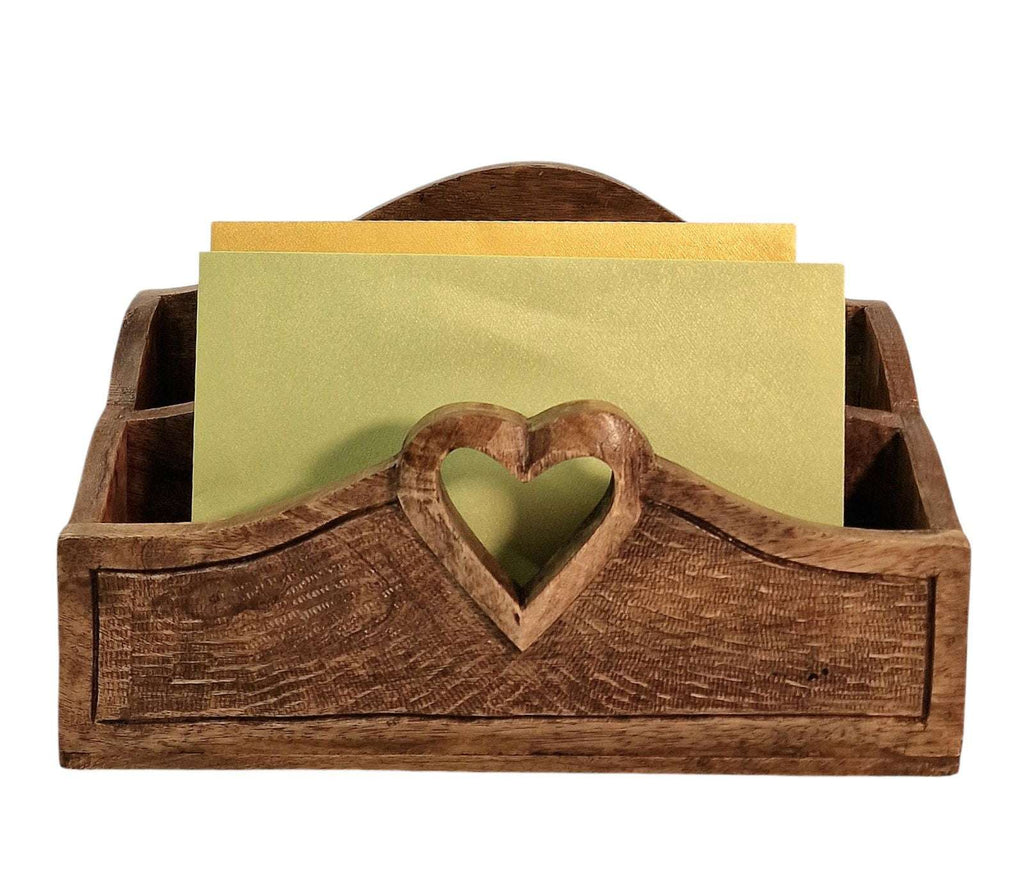 Mango Wood Letter Rack with Heart Design Shades 4 Seasons