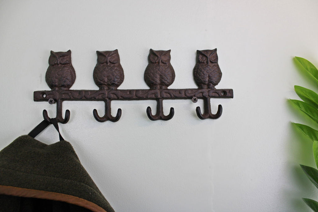 Rustic Cast Iron Wall Hooks, Owls Geko Products