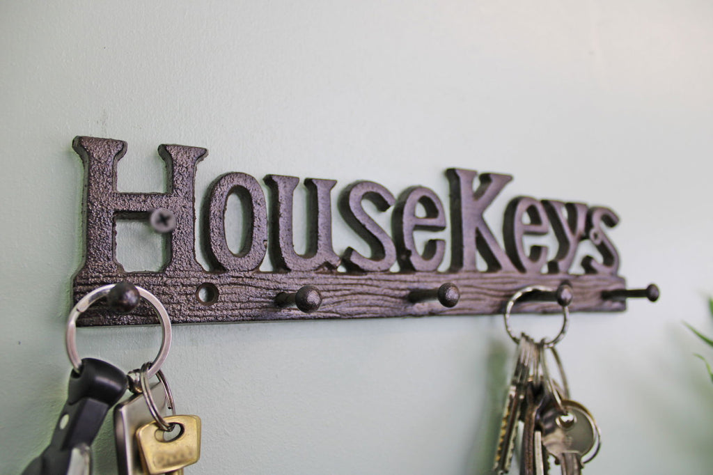 Rustic Cast Iron Wall Hooks, House Keys Geko Products