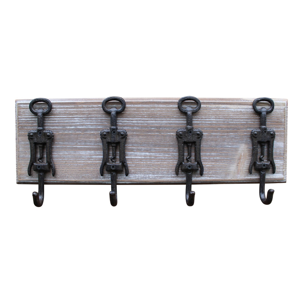 Rustic Cast Iron and Wooden Wall Hooks, Bottle Openers Geko Products