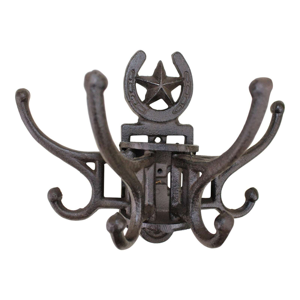 Cast Iron Wall Mounted Rotating Coat Hooks, Horseshoe, 8 Hooks Geko Products