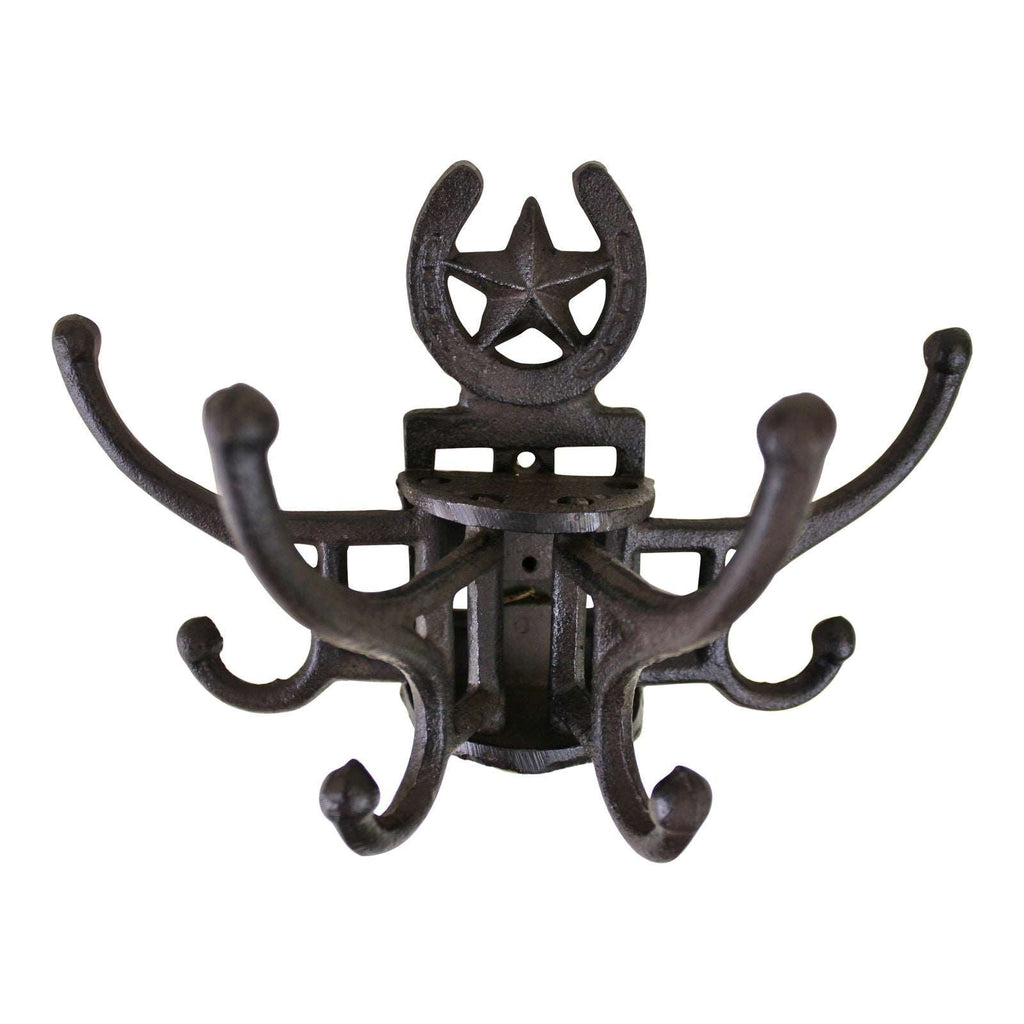 Cast Iron Wall Mounted Rotating Coat Hooks, Horseshoe, 8 Hooks Geko Products