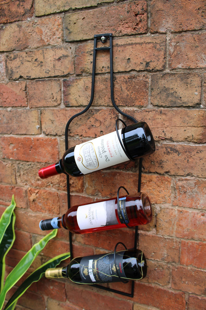 Wall Mounted Black Metal Wine Bottle Holder Geko Products