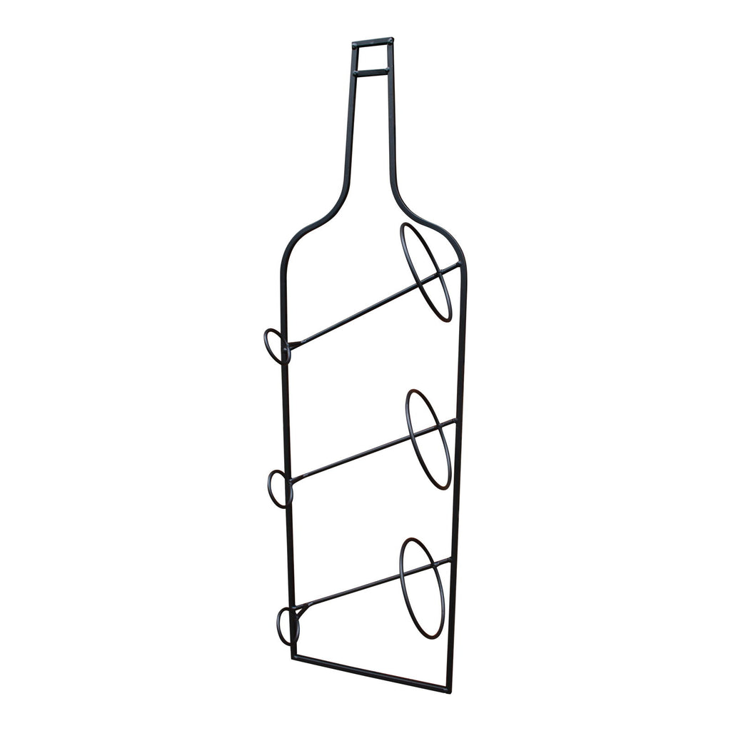 Wall Mounted Black Metal Wine Bottle Holder Geko Products