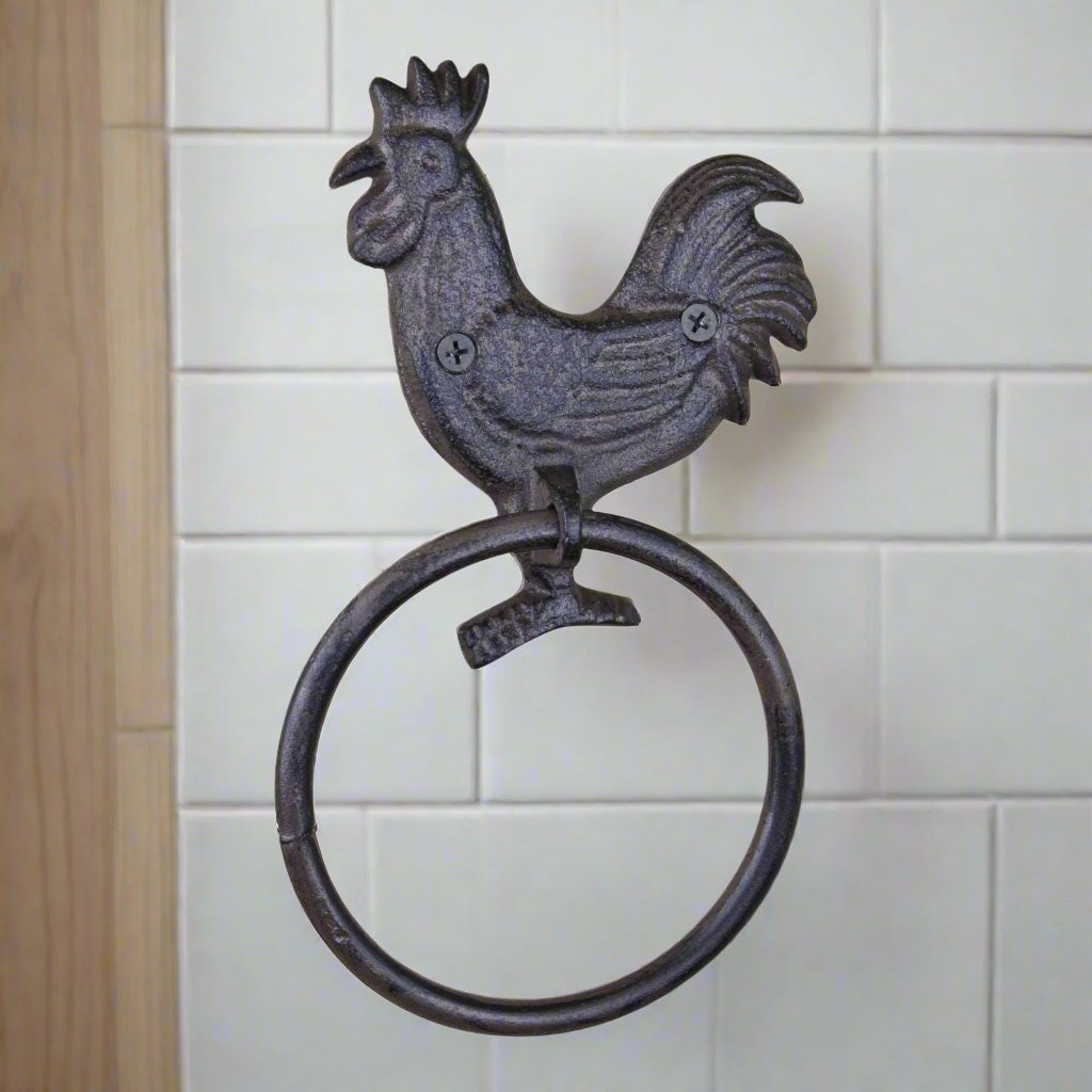 Cast Iron Rustic Towel Ring, Chicken Geko Products