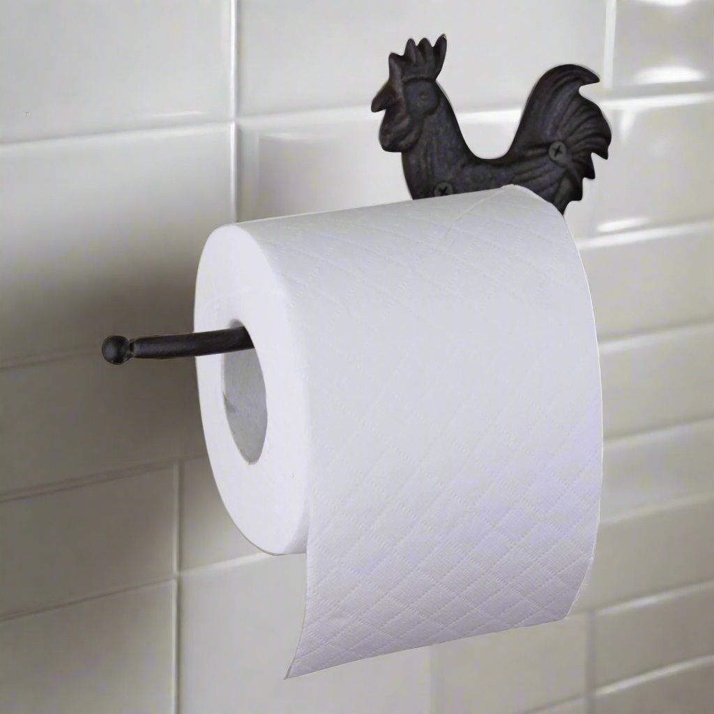 Cast Iron Rustic Toilet Roll Holder, Chicken Geko Products