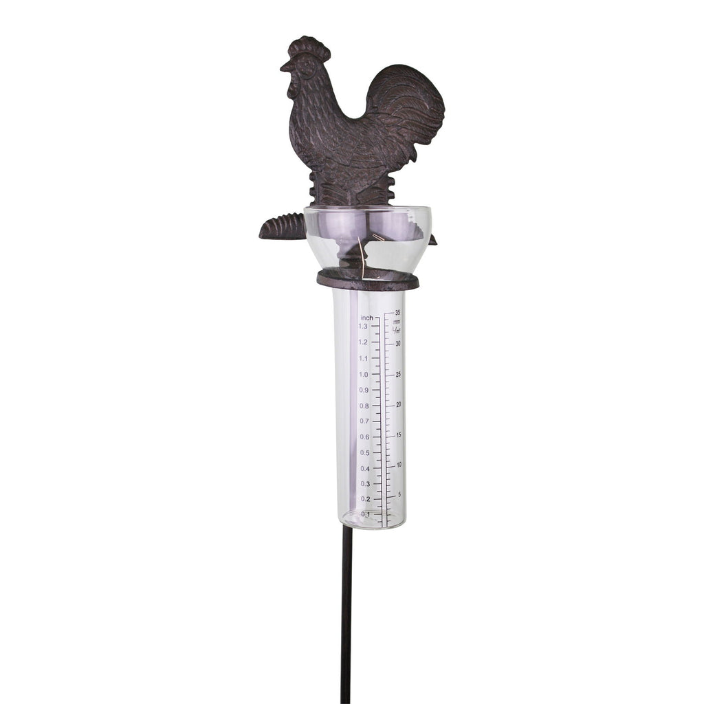 Cast Iron and Glass Garden Rain Gauge, Chicken Geko Products