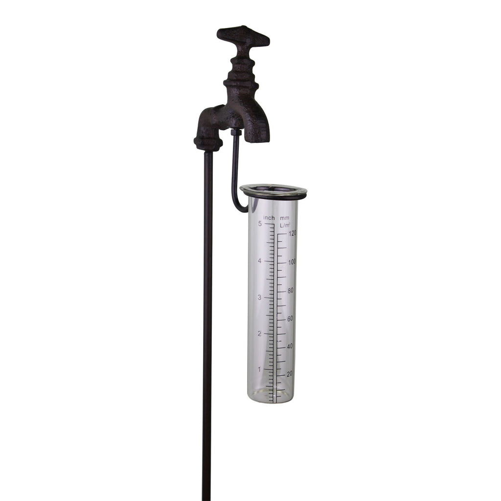 Cast Iron and Glass Garden Rain Gauge, Outside Tap Geko Products