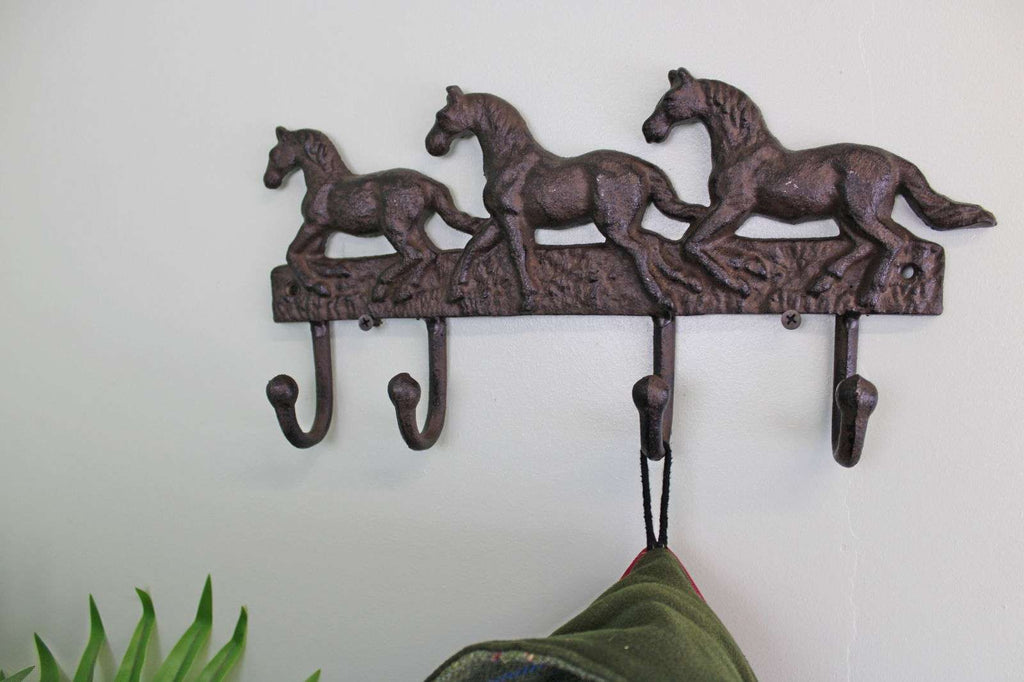 Rustic Cast Iron Wall Hooks, Three Horses Geko Products