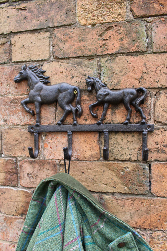 Rustic Cast Iron Wall Hooks, Two Horses Geko Products