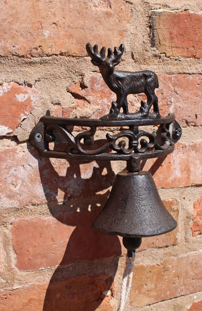 Rustic Cast Iron Wall Bell, Reindeer Standing Geko Products