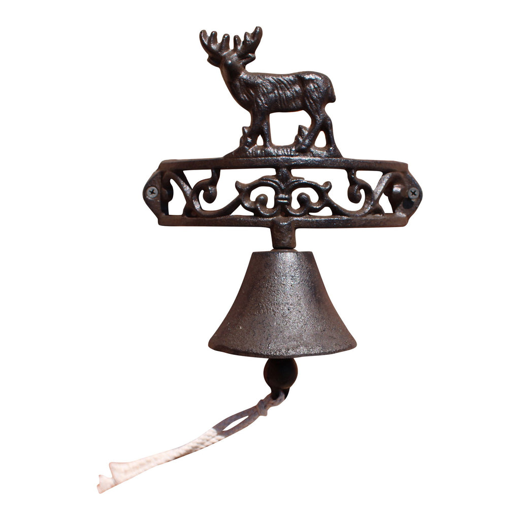 Rustic Cast Iron Wall Bell, Reindeer Standing Geko Products