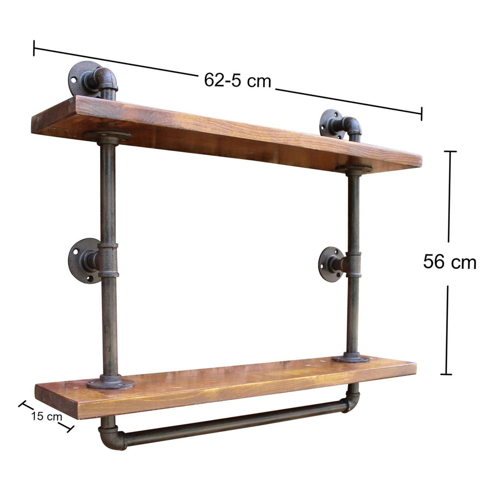 Industrial Pipe Wall Shelf with 2 Shelves Geko Products