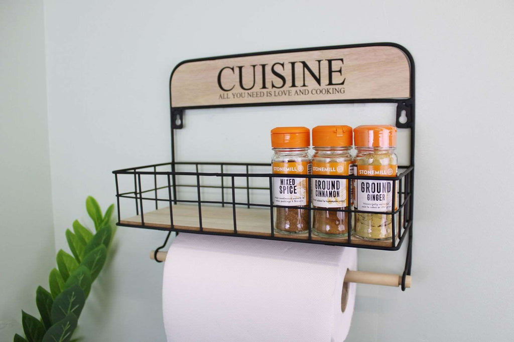 Wall Hanging Kitchen Storage Unit with Kitchen Roll Holder Geko Products