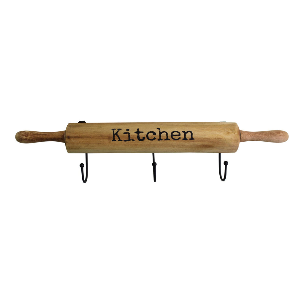 Kitchen Wall Hooks, 4 Hooks with a Rolling Pin Design Geko Products