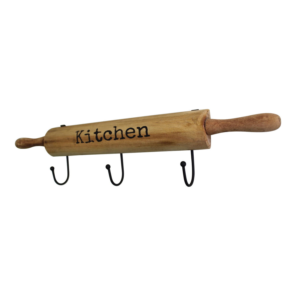 Kitchen Wall Hooks, 4 Hooks with a Rolling Pin Design Geko Products