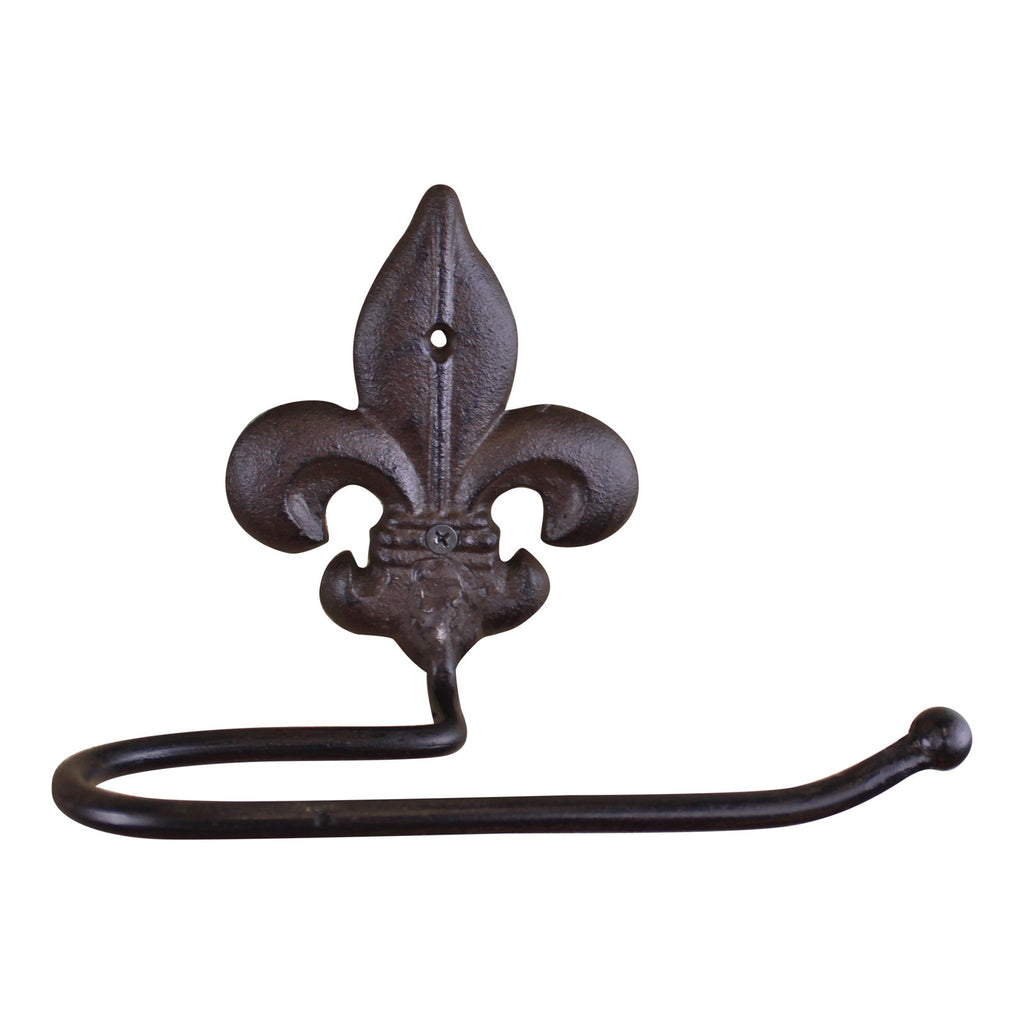 Cast Iron Rustic Toilet Roll Holder, Fleur de Lis Geko Products