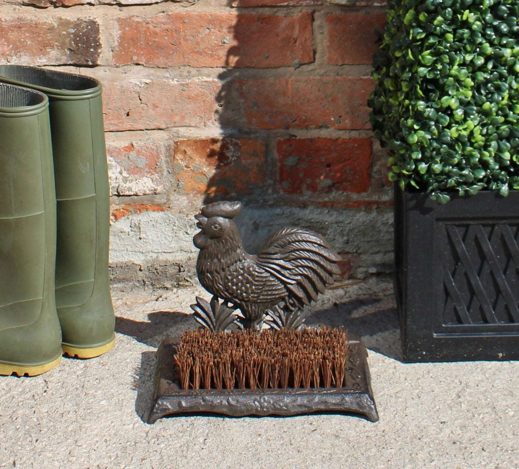 Cast Iron Garden Boot Brush, Cockerel Design Geko Products