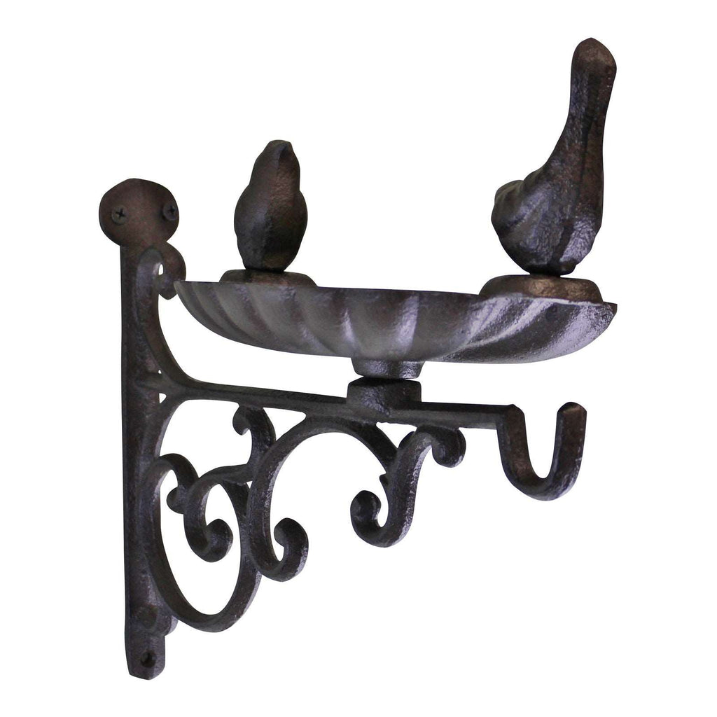 Cast Iron Hanging Basket Wall Bracket With Bird Feeder Geko Products