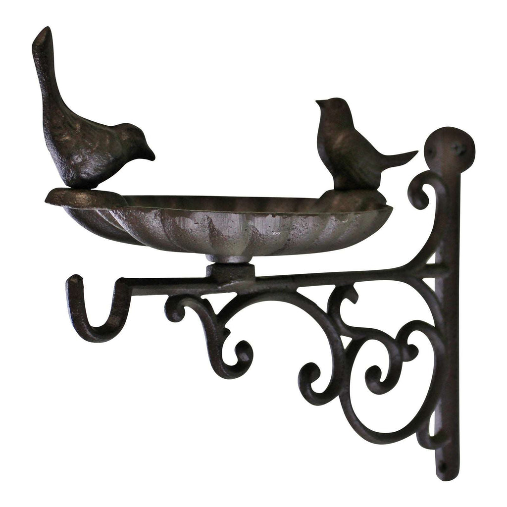 Cast Iron Hanging Basket Wall Bracket With Bird Feeder Geko Products