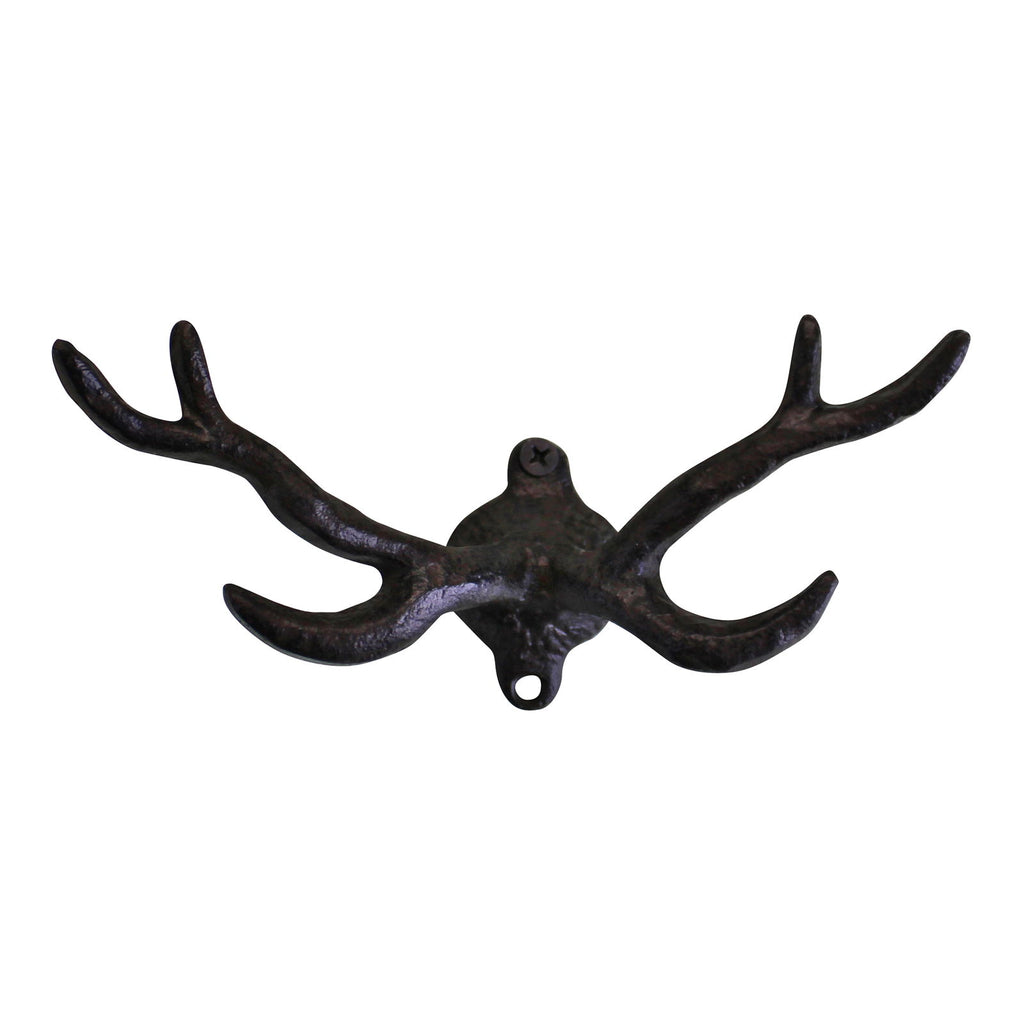 Rustic Cast Iron Wall Hooks, Stag Antlers, Small Geko Products