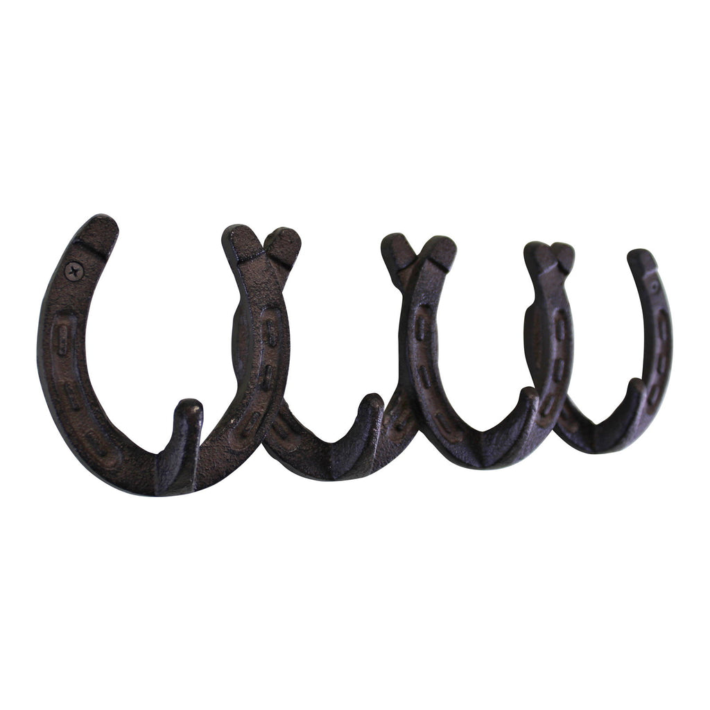 Rustic Cast Iron Wall Hooks, Horseshoe Design Geko Products