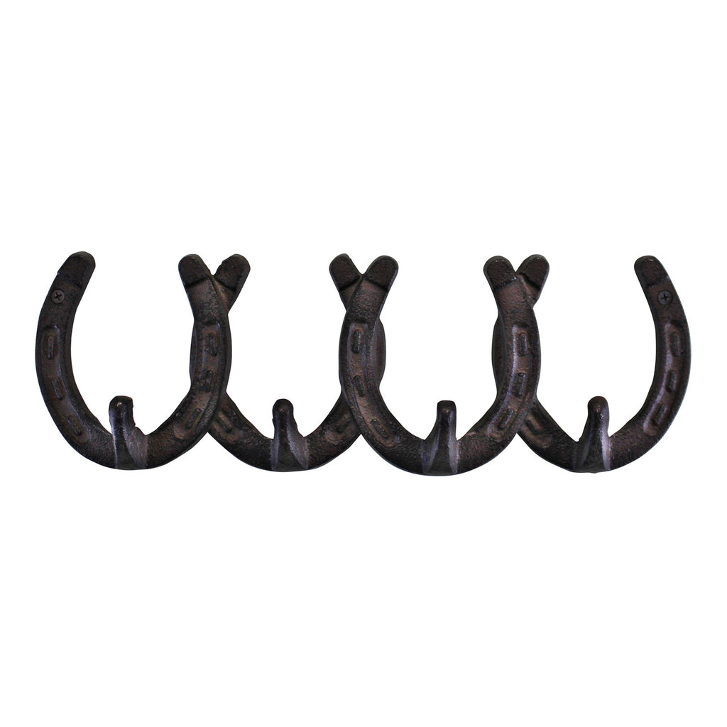 Rustic Cast Iron Wall Hooks, Horseshoe Design Geko Products