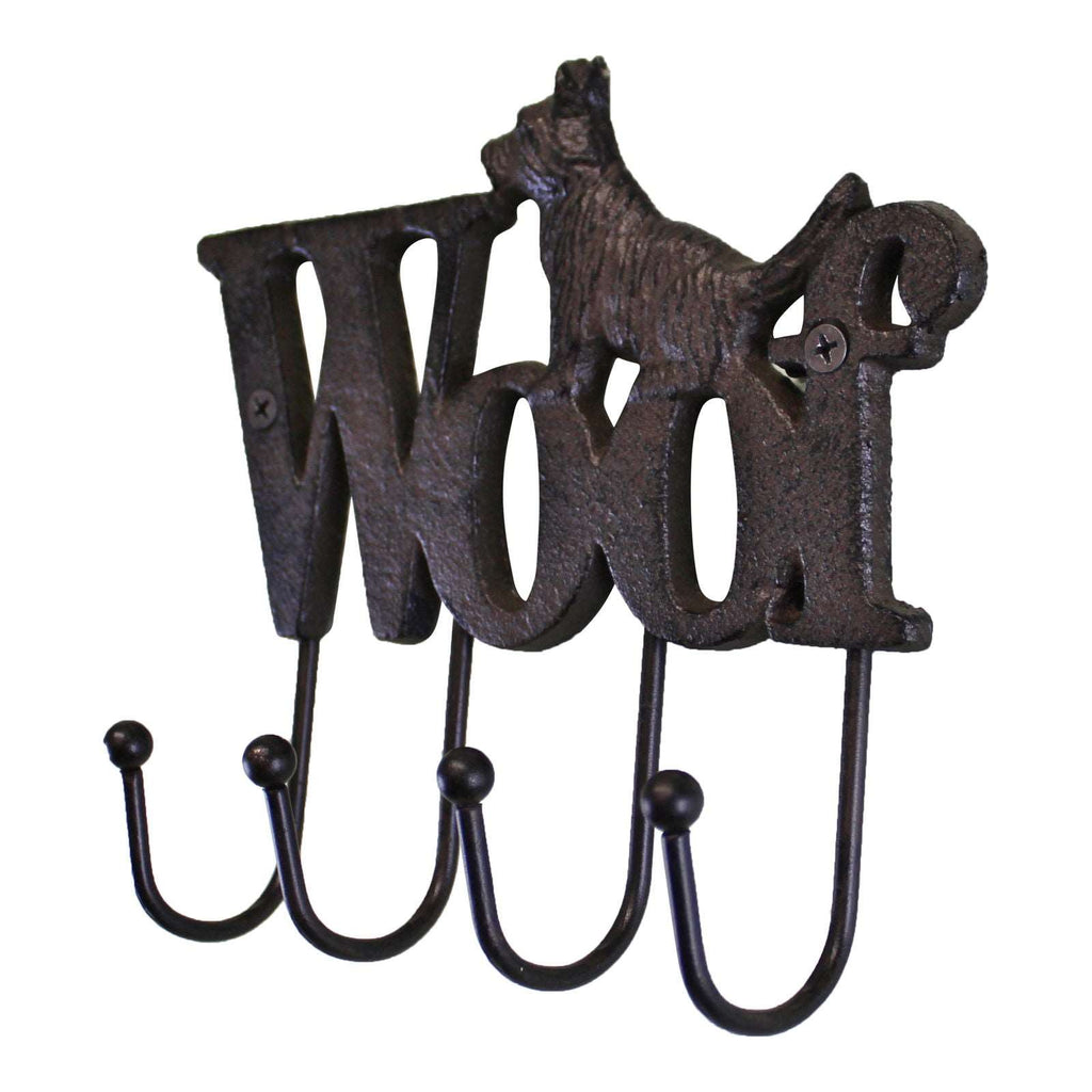 Rustic Cast Iron Wall Hooks, Dog Design With 4 Hooks Geko Products