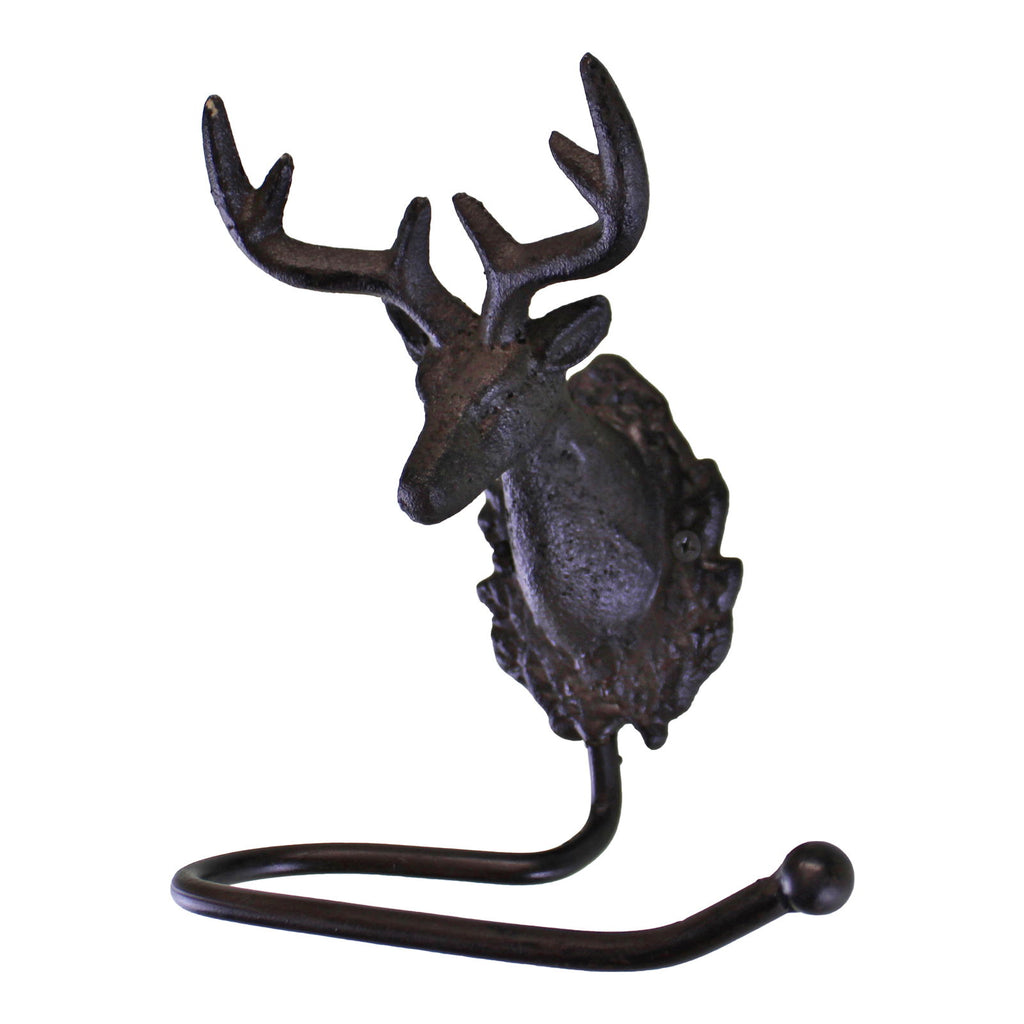 Cast Iron Rustic Toilet Roll Holder, Stag Head Design Geko Products