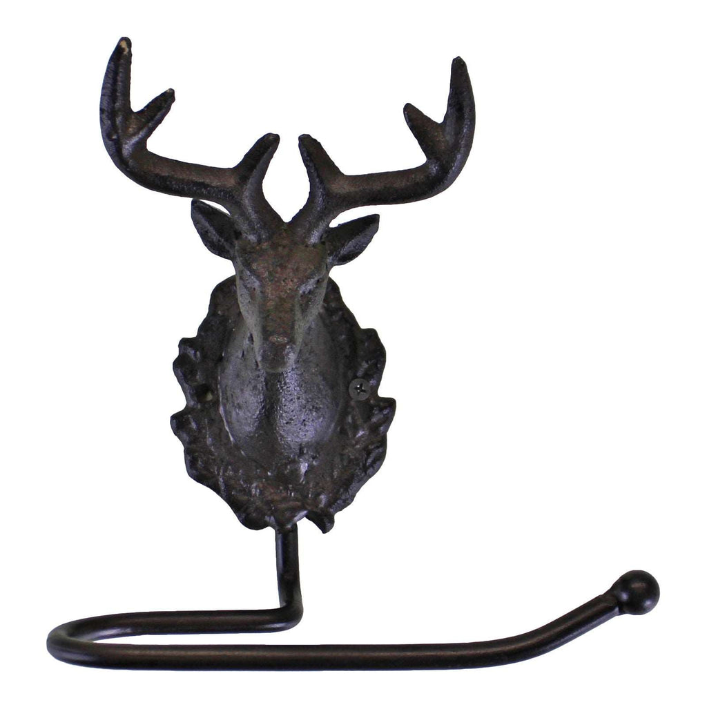 Cast Iron Rustic Toilet Roll Holder, Stag Head Design Geko Products