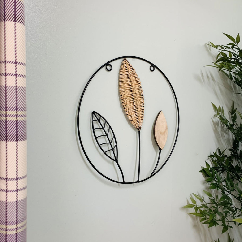 Rattan Leaf Metal Wall Deco 35cm Geko Products