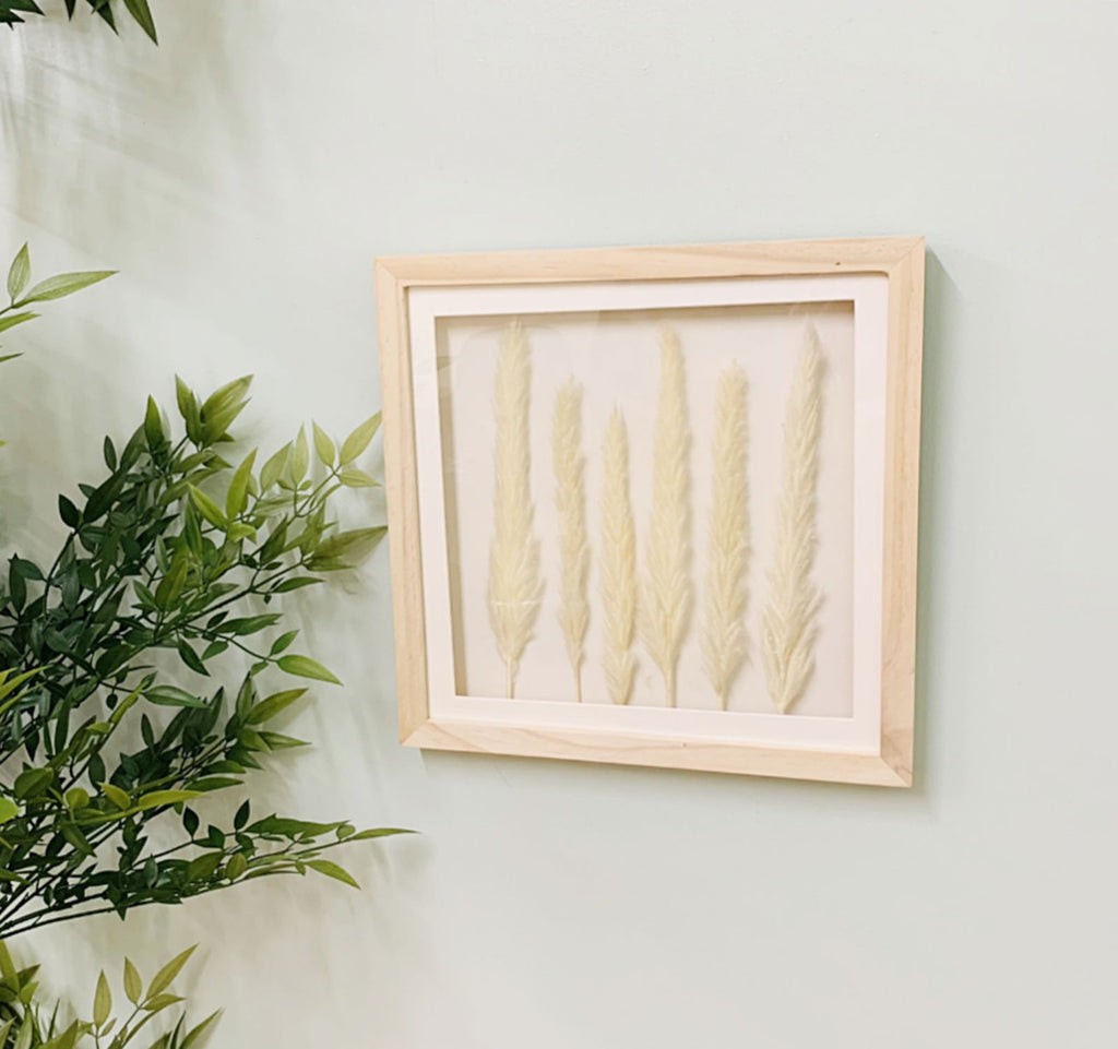 White Pampas In Square Frame 31cm Geko Products