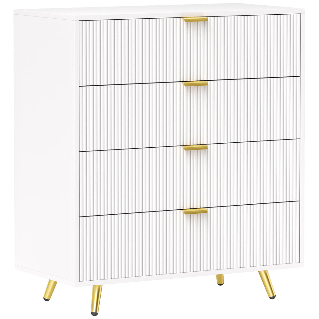 HOMCOM Chest of Drawers with 4 Drawers for Bedroom, Living Room White HOMCOM